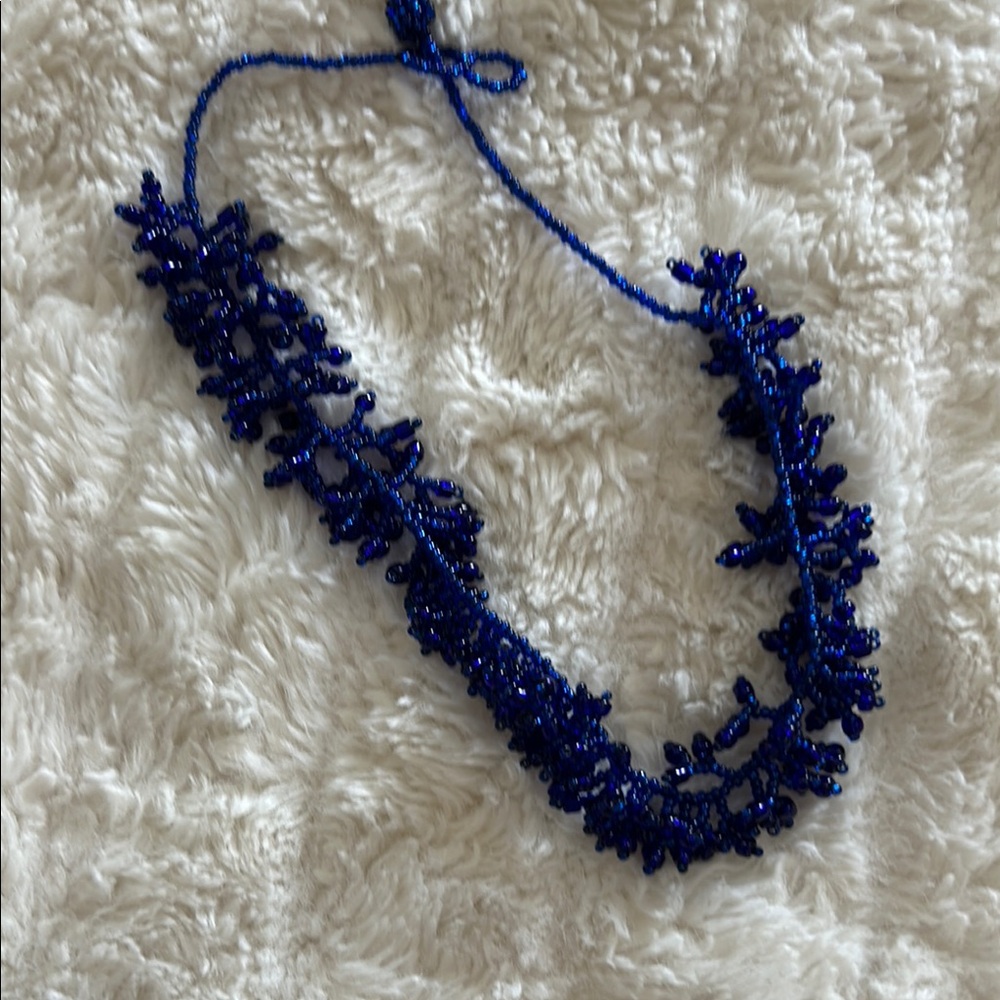 Blue Multi-Strand Necklace with Irregular Stones
